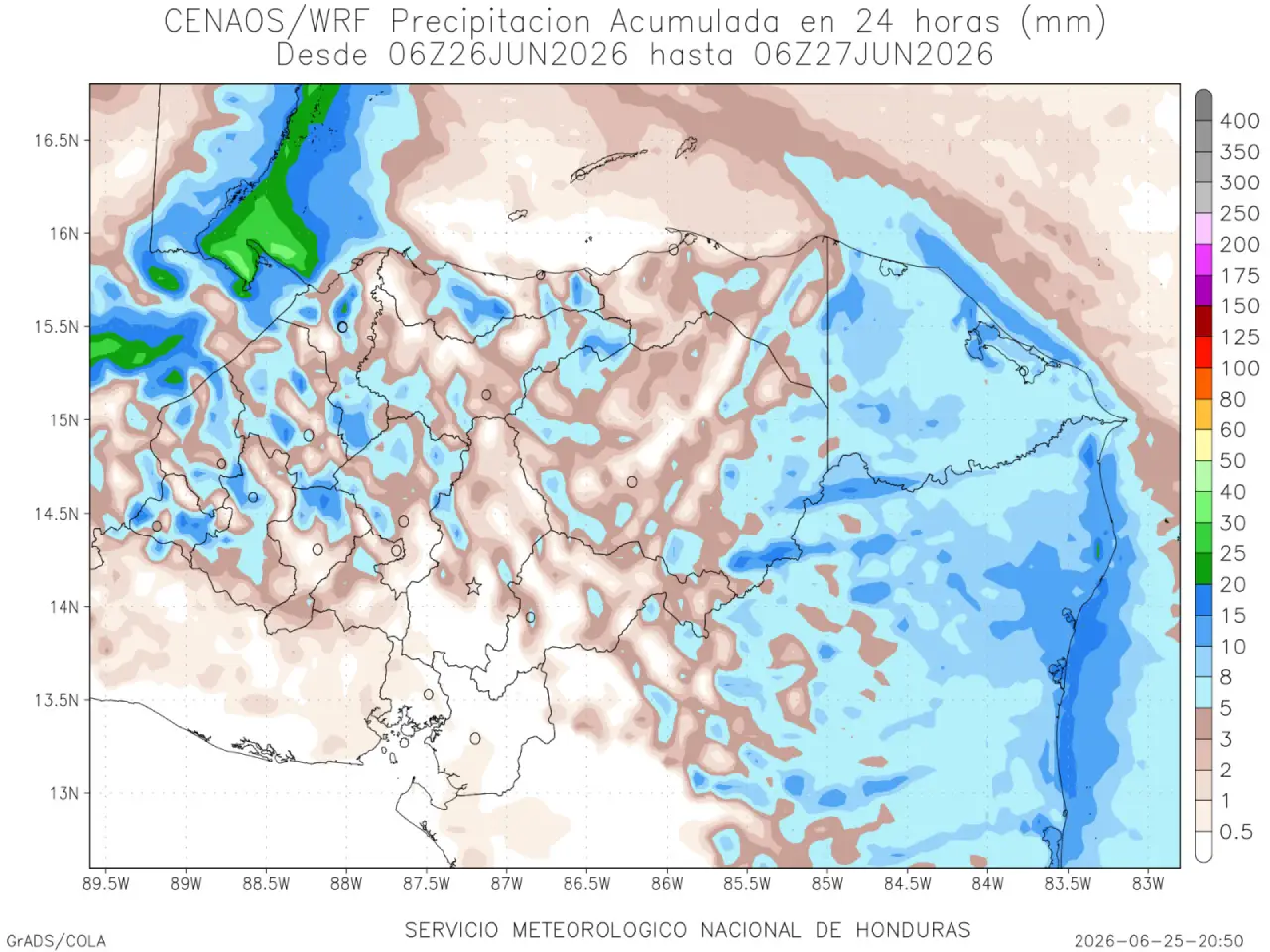Pronóstico de lluvias en Honduras  