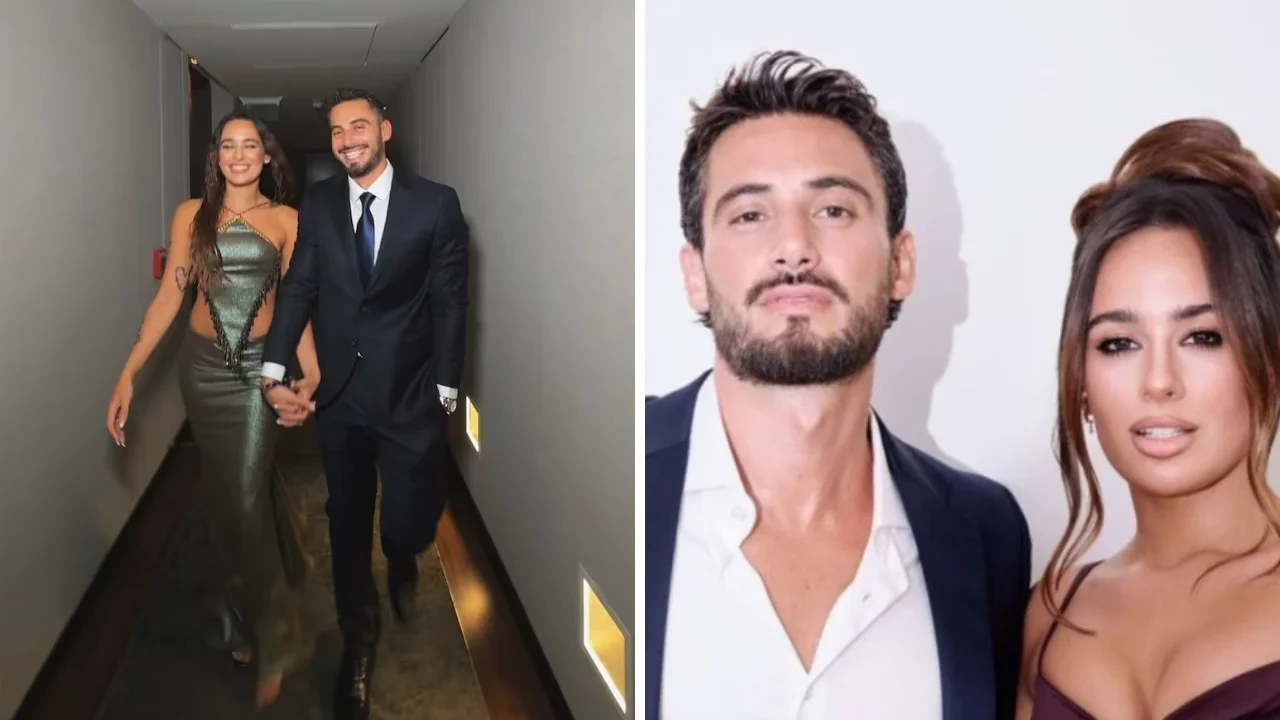 Collage e fotos de Nicolás Pcchiato y su pareja Flor Jazmín Peña