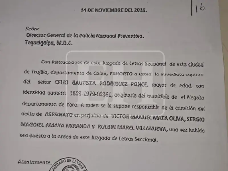 Orden judicial contra Céleo Rodríguez 
