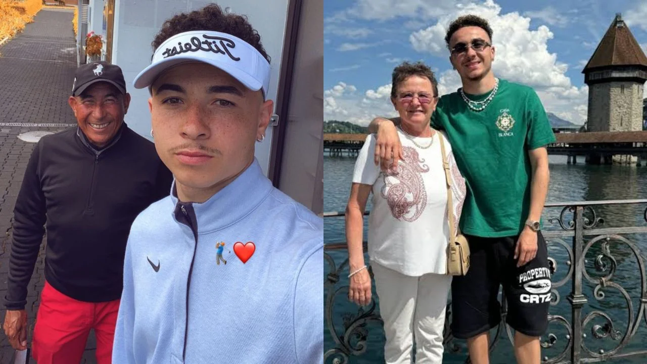 Rubén Vargas junto a su padre, Víctor Vargas, y su madre, Fabienne Della Giacoma.