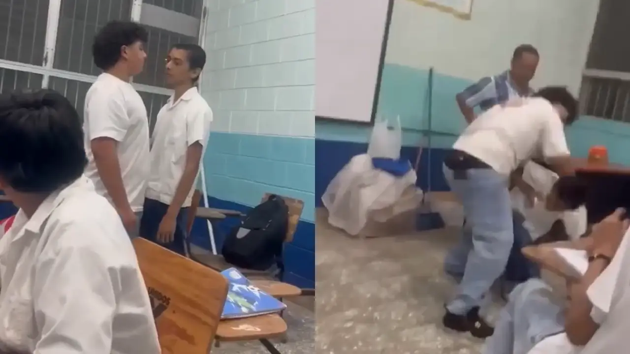 'Cabeza de p***': graban a alumnos peleando dentro del aula en Cortés Imagen de 'Cabeza de p***': graban a alumnos peleando dentro del aula en Cortés
