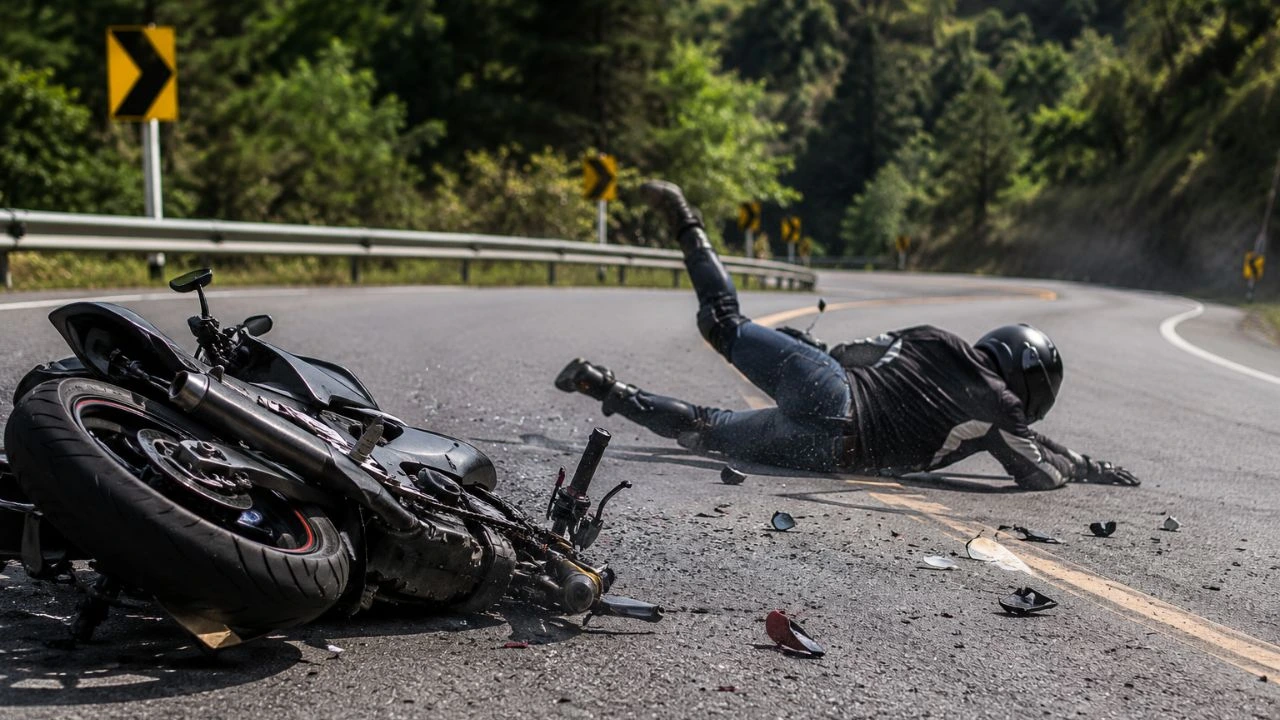 Video sensible: Motociclista pierde el control en curva y sufre brutal accidente Imagen de Video sensible: Motociclista pierde el control en curva y sufre brutal accidente