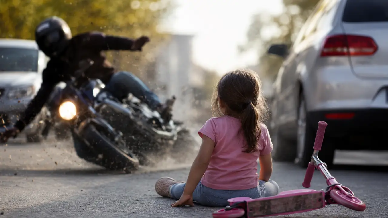 Fuerte video: Niña es atropellada por motociclista mientras iba en su patín Imagen de Fuerte video: Niña es atropellada por motociclista mientras iba en su patín