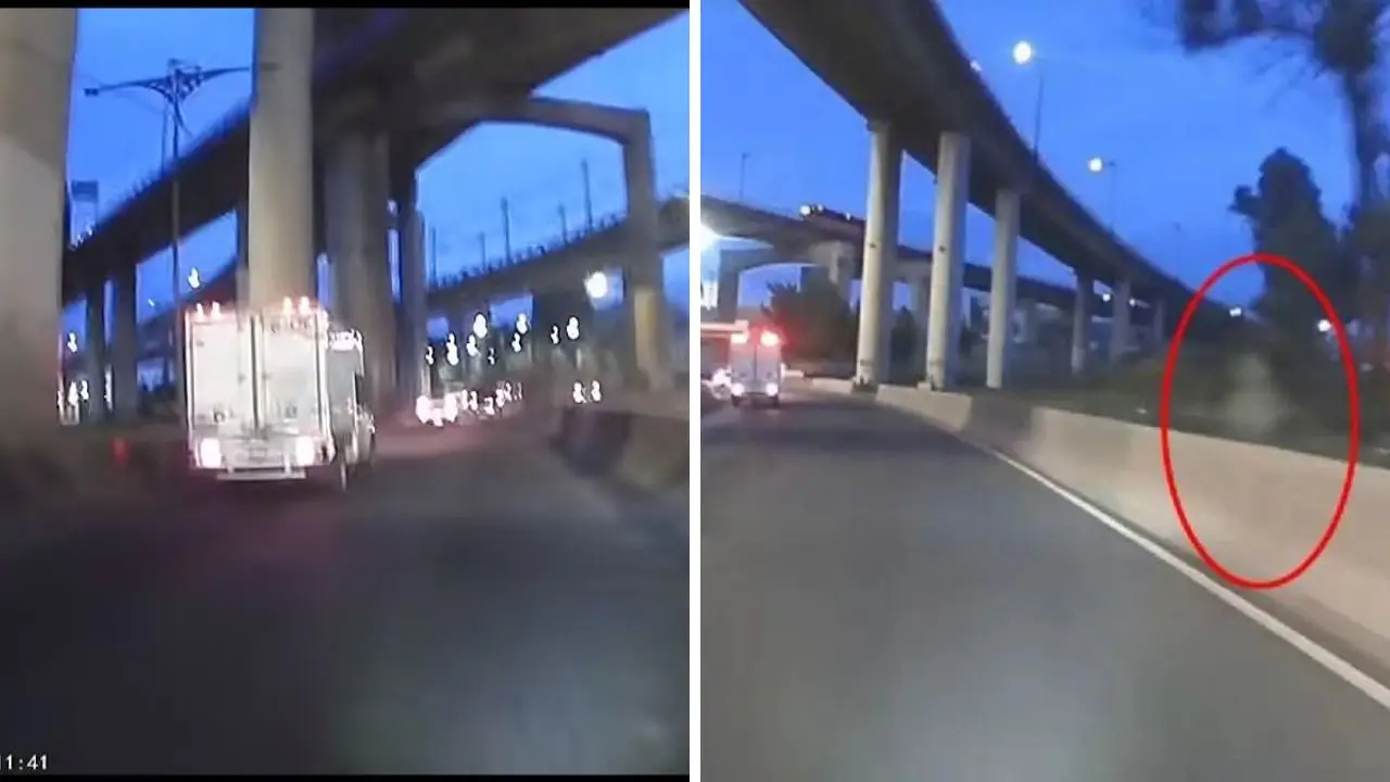 Video capta escalofriante lamento y sombra en autopista Imagen de Video capta escalofriante lamento y sombra en autopista