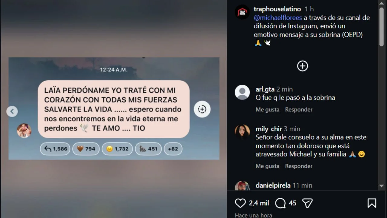 Mensaje de Michael Flores dedicado a su sobrina Laïa Nazaret Dávila