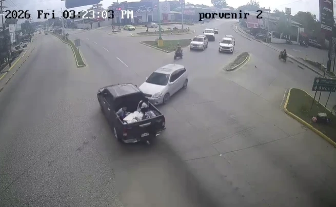 Accidente vial en el barrio El Porvenir, en Puerto Cortés.
