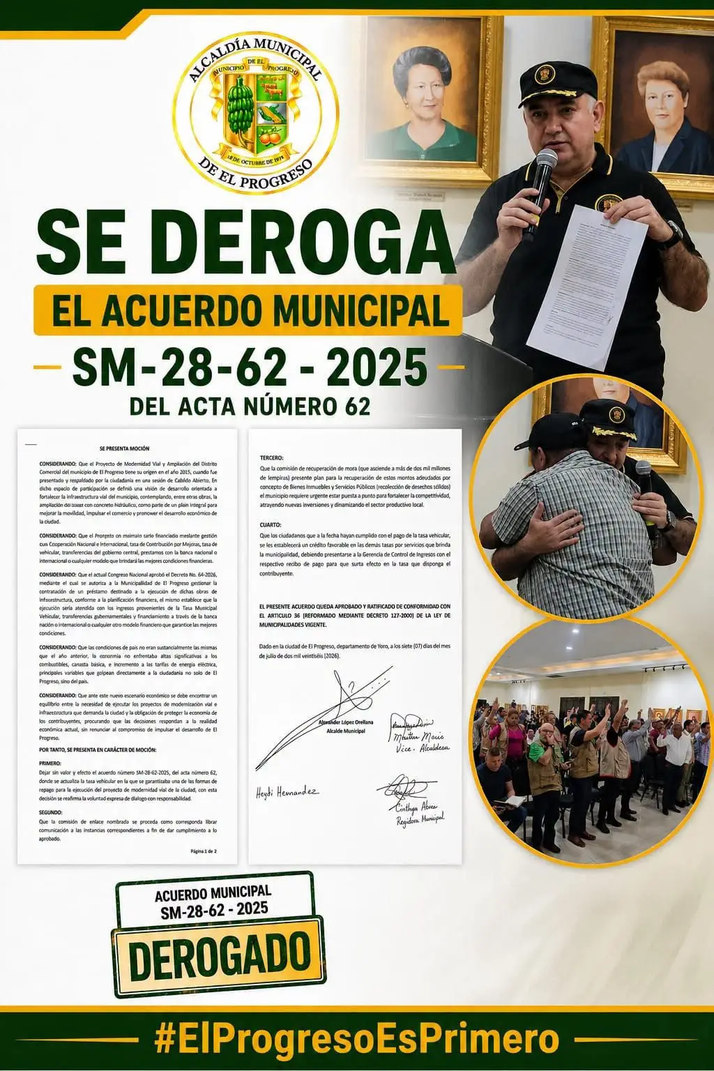 Acuerdo derogatoria Tasa Vehicular