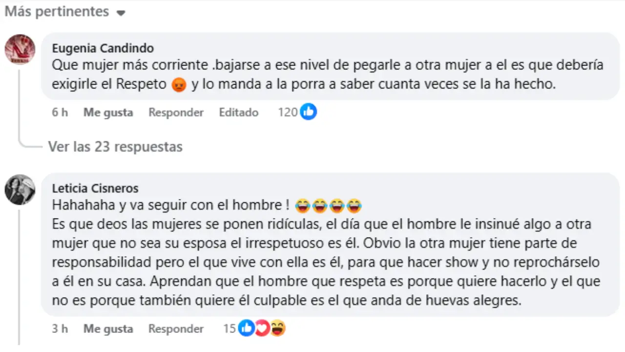 Comentarios en redes sociales.