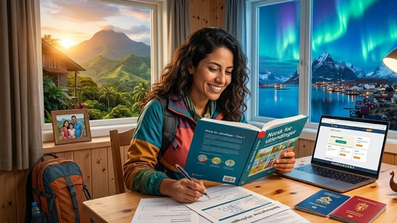 Persona completando formularios para obtener la ciudadanía noruega desde Honduras.