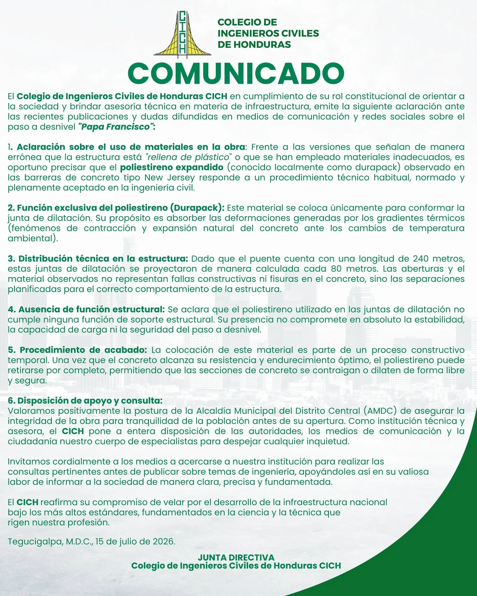 CICH comunicado