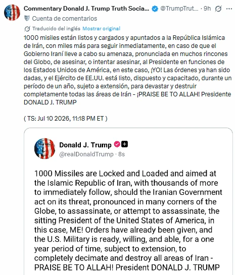 Publicación de Trump 
