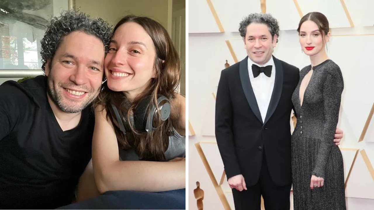 Collage de foto de Gustavo Dudamel y María Valverde