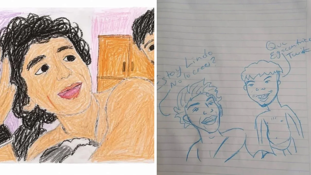 Fotos de dibujos alusivos al video filtrado de Efren Esqueda