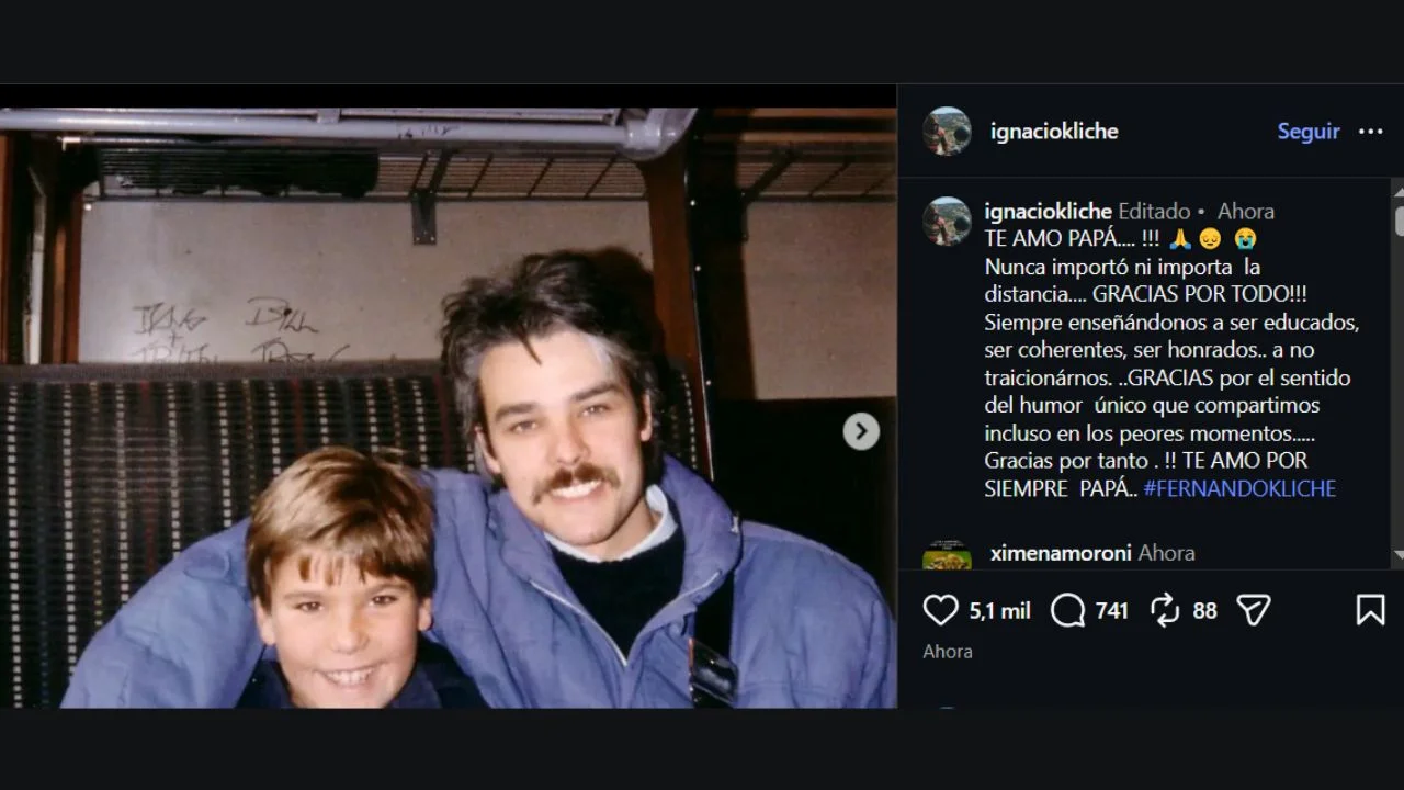 Mensaje de Ignacio Kliche sobre la muerte de su padre.