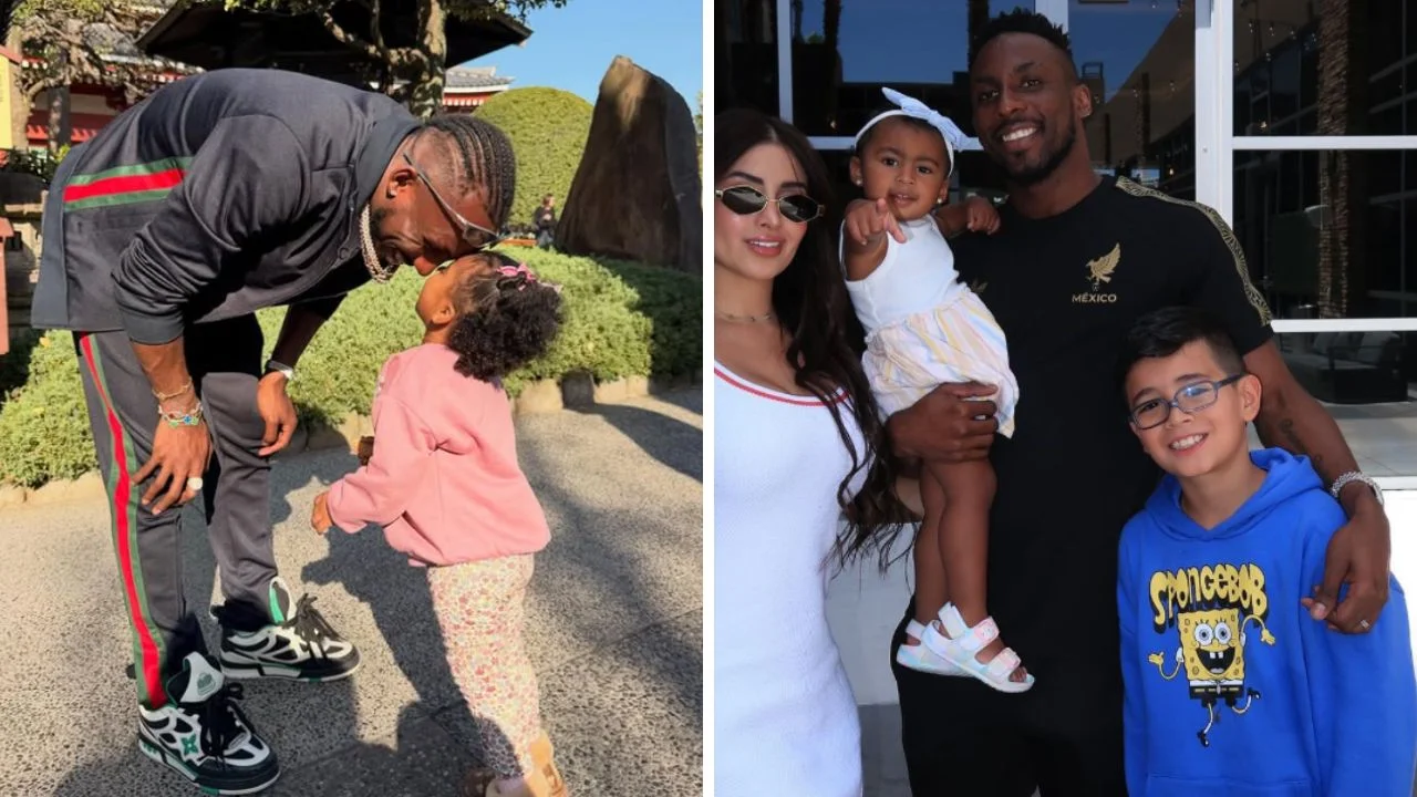 Collage de fotos de Ana Gabriela Quiñones y Julian Quiñones con sus hijos 