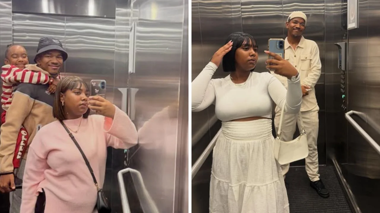 Collage de fotos de Jayden Adams junto a su esposa Aqueelah Chloe Adendorf y su hija Allaia-Jayda