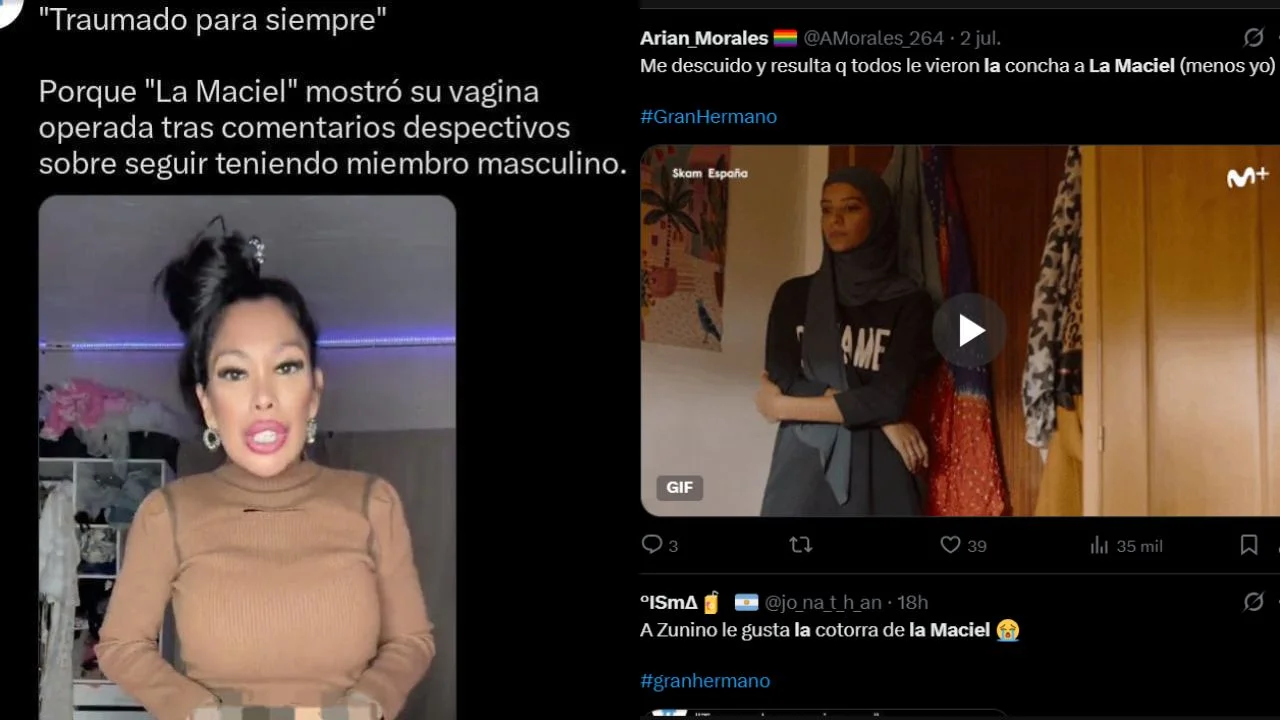 Publicaciones en X sobre el video viral de La Maciel.