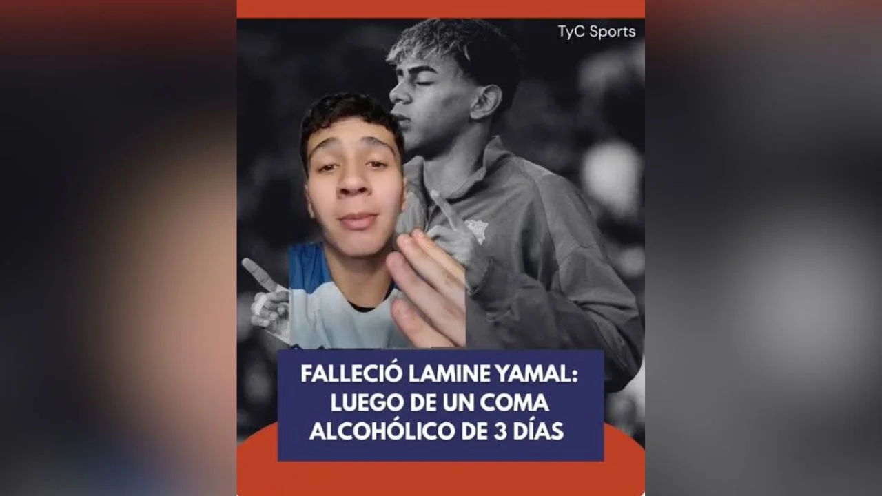 Publicación sobre la falsa noticia de la muerte de Lamine Yamal.