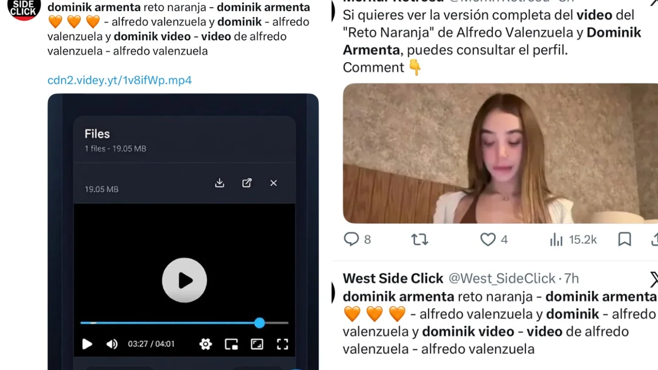 Foto de los links que comparten usuarios en redes sociales sobre accesos falsos al video del reto de Domin ik Armenta