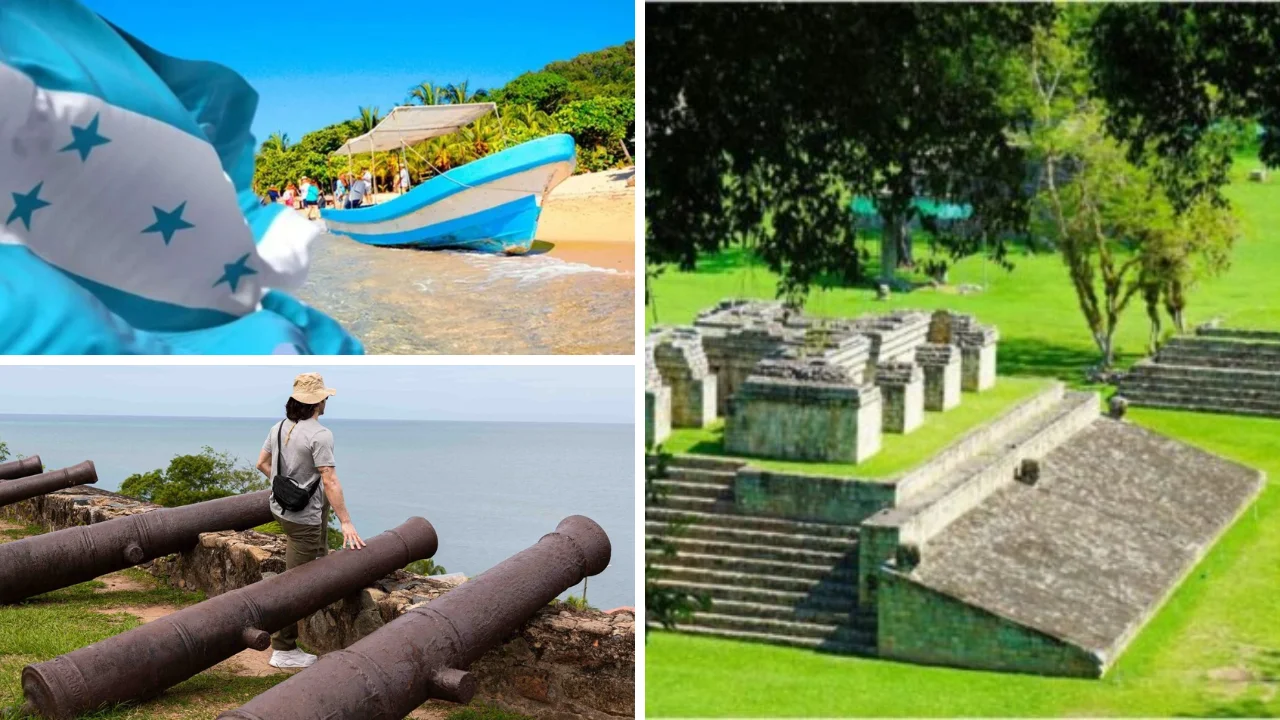 Collage de fotos de lugares turísticos de Honduras