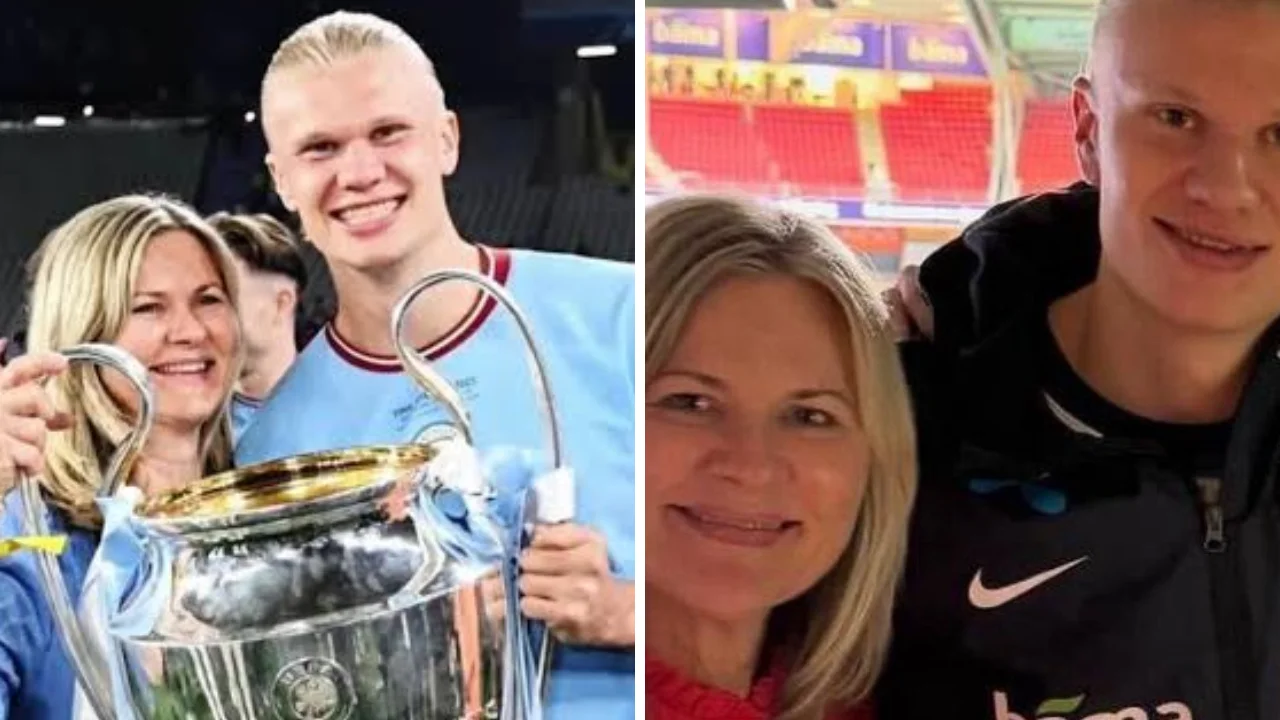 Collage de fotos de Erling Haaland y su madre, Gry Marita Braut,
