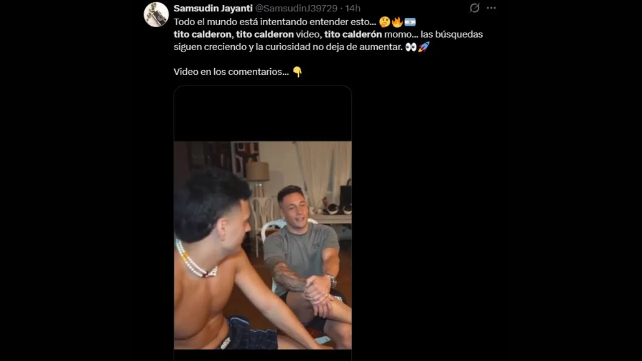 Video en X sobre el video filtrado de Momo Tito Calderón.