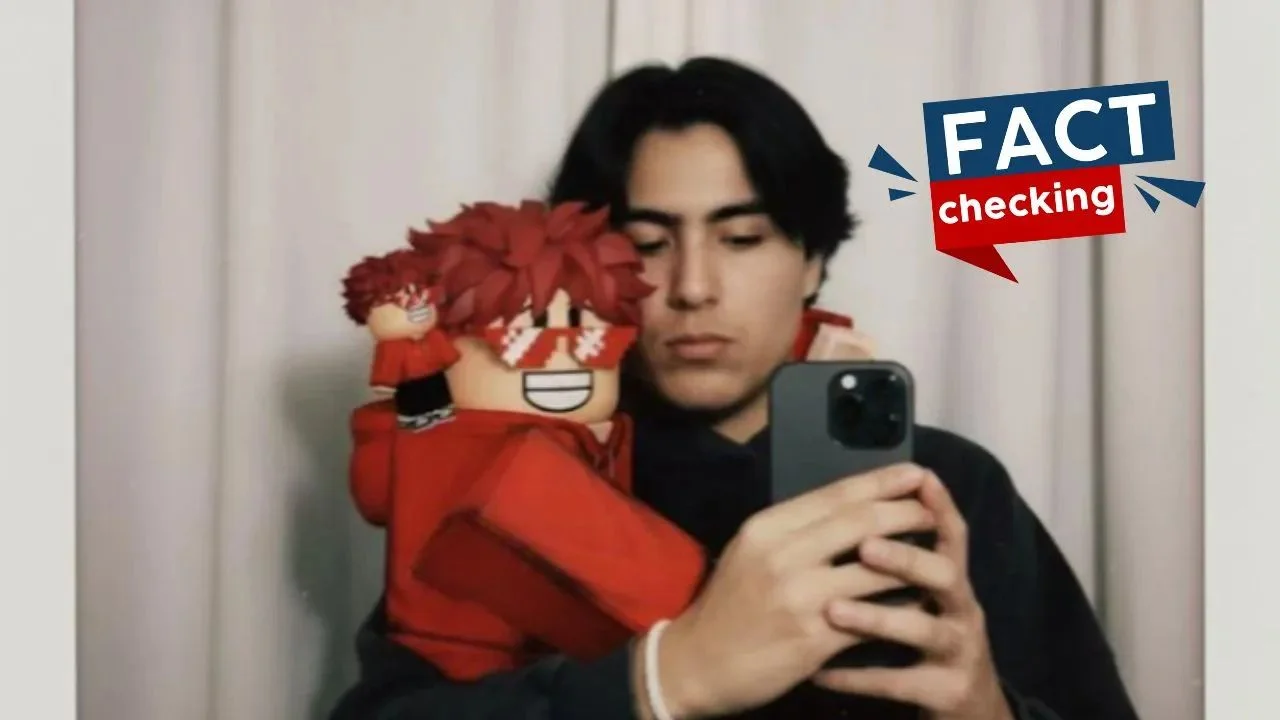 Fotografía de Neto Blox y el logo de fact checking de tunota.com