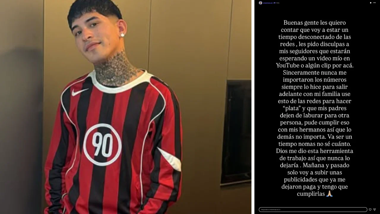 Foto del comunicado de Omy de Fiorito que se aleja de las redes sociales.