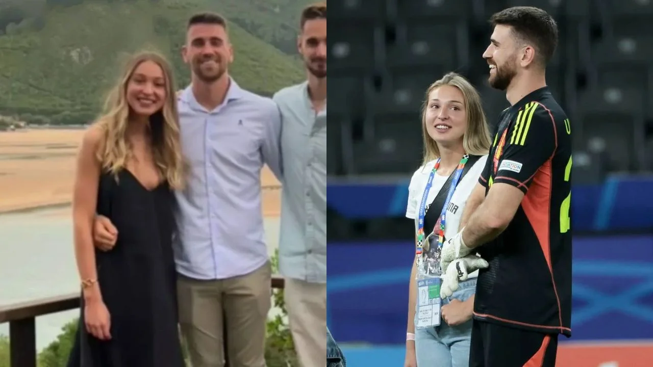 Unai Simón con una mujer identificada por la prensa como su pareja.