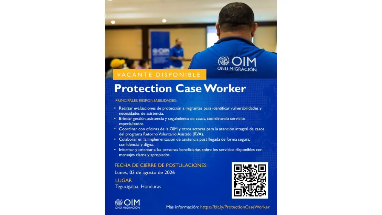 Requisitos para aplicar al puesto de Protection Case Worker.