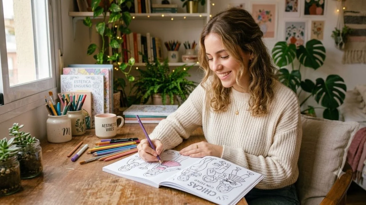 Dibujos aesthetic para colorear de chicas: para imprimir en cuerpo completo Imagen de Dibujos aesthetic para colorear de chicas: para imprimir en cuerpo completo