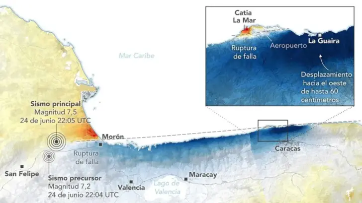 Imagen Principal de Nota: NASA: falla desplazó hasta 60 centímetros superficie tras los terremotos en Venezuela