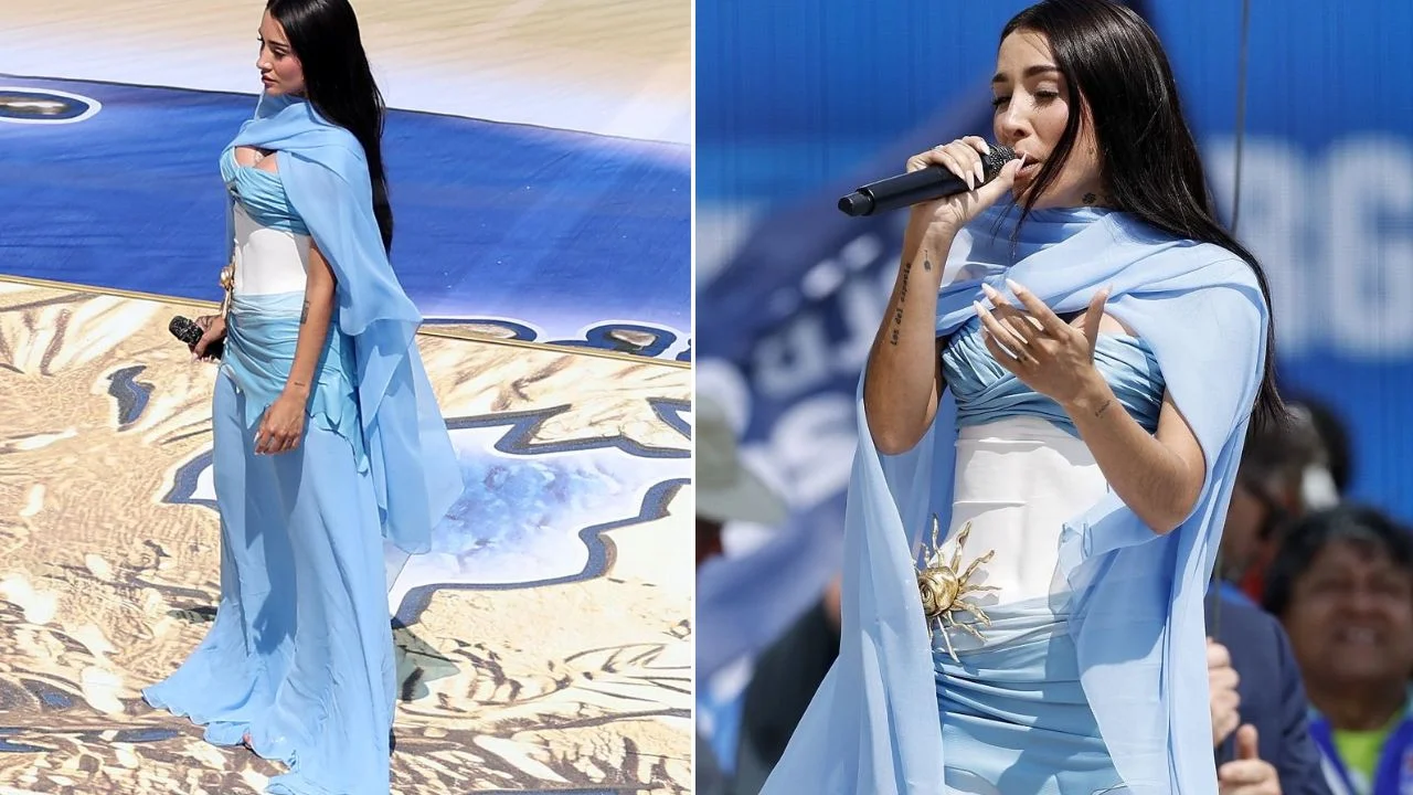¿Cuánto costó el vestido que usó María Becerra para cantar el himno en el Mundial? Imagen de ¿Cuánto costó el vestido que usó María Becerra para cantar el himno en el Mundial?
