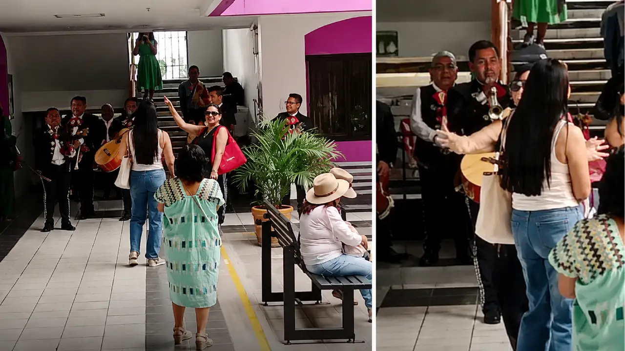 Ni triste ni derrotada: Mujer festeja su divorcio con mariachi frente al juzgado Imagen de Ni triste ni derrotada: Mujer festeja su divorcio con mariachi frente al juzgado