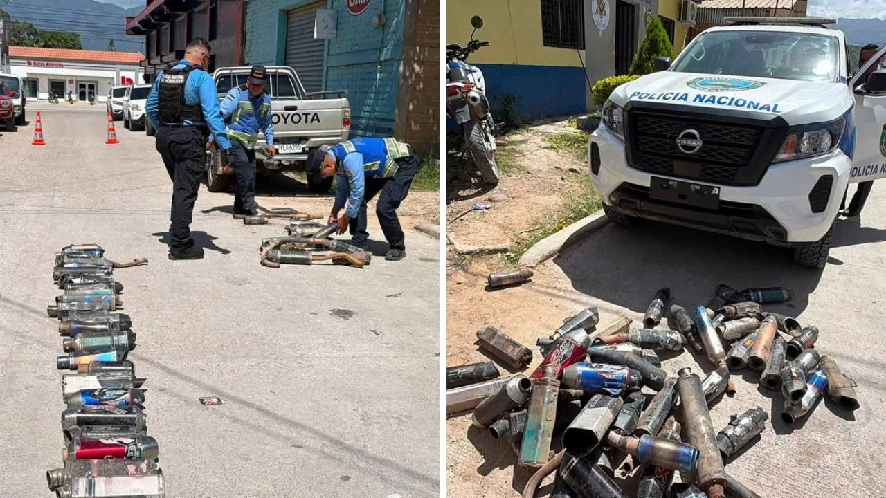 Policía Nacional destruye más de 50 escapes modificados en Ocotepeque Imagen de Policía Nacional destruye más de 50 escapes modificados en Ocotepeque