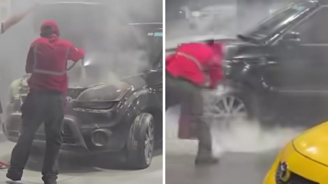 Joven se puso a chatear mientras se le quemaba el vehículo en una gasolinera Imagen de Joven se puso a chatear mientras se le quemaba el vehículo en una gasolinera