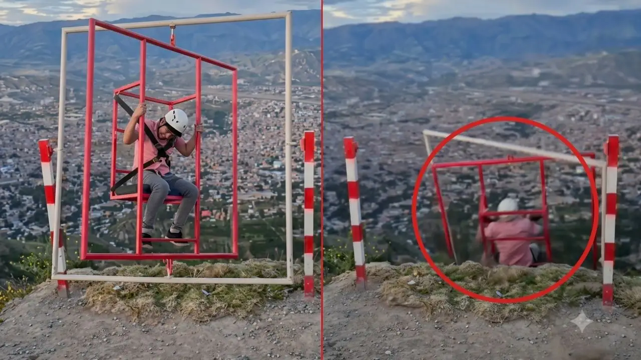 Video: hombre cae al vacío tras subirse a una atracción turística Imagen de Video: hombre cae al vacío tras subirse a una atracción turística