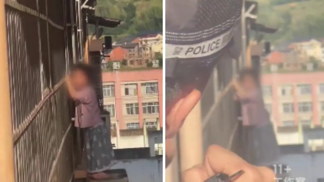 Imagen de Video muestra dramático rescate de niña atrapada en séptimo piso de edificio