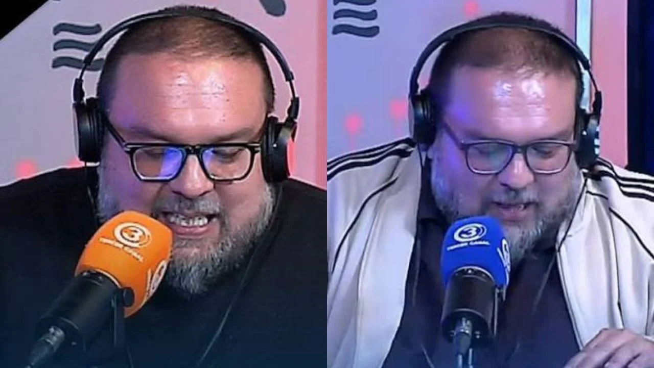 Iván Gallo locutando en radio.