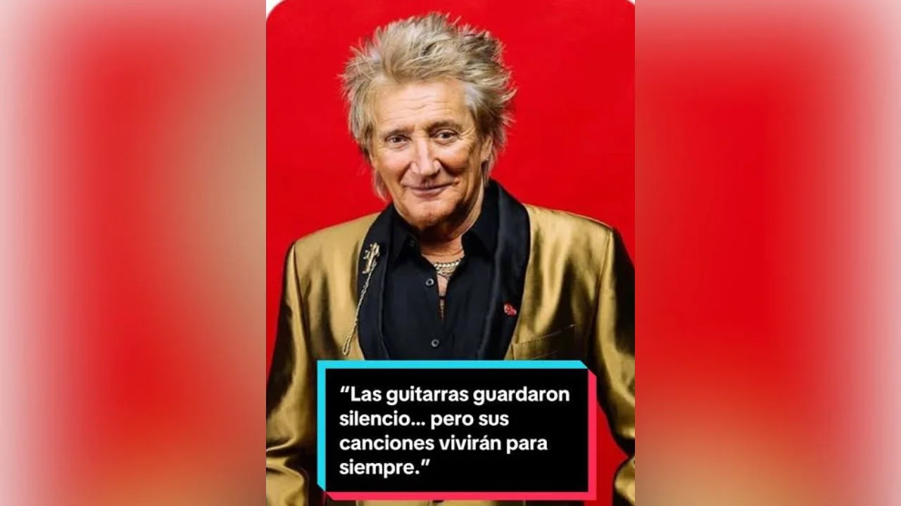 Publicación en TikTok sobre la noticia falsa de la muerte de Rod Stewart.