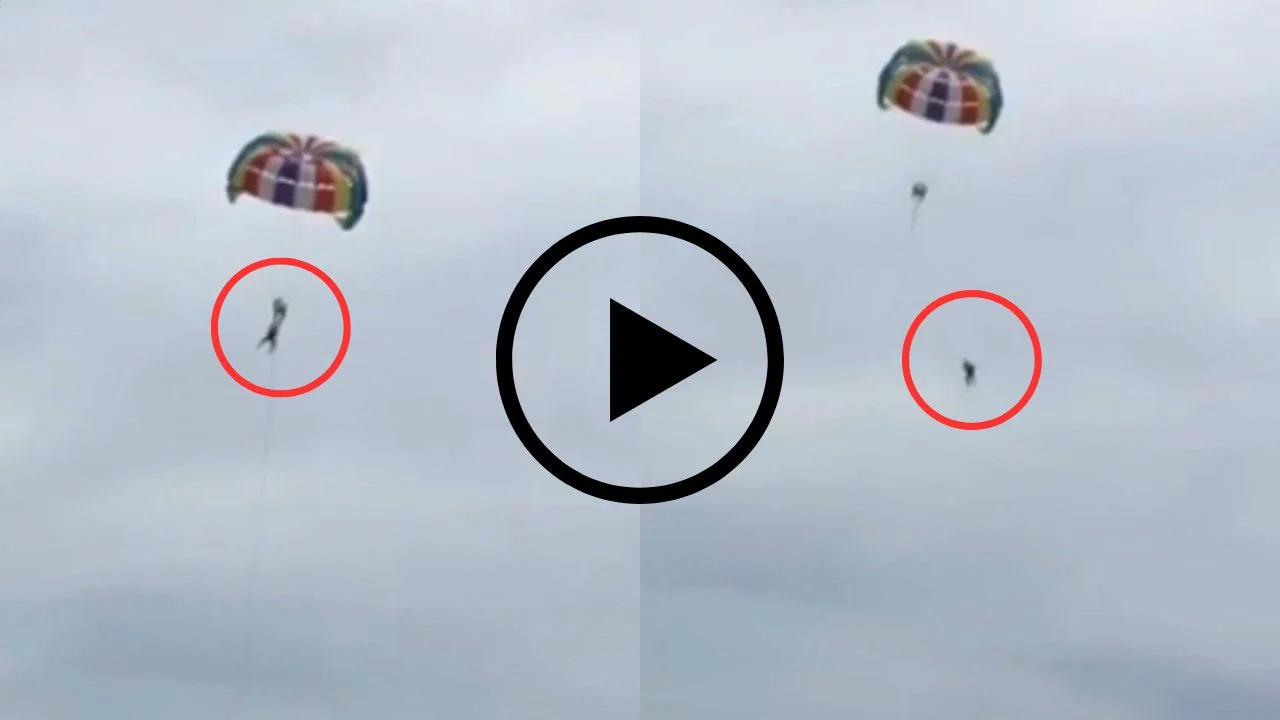 Video del hombre que murió tras caer 30 metros haciendo parasailing.