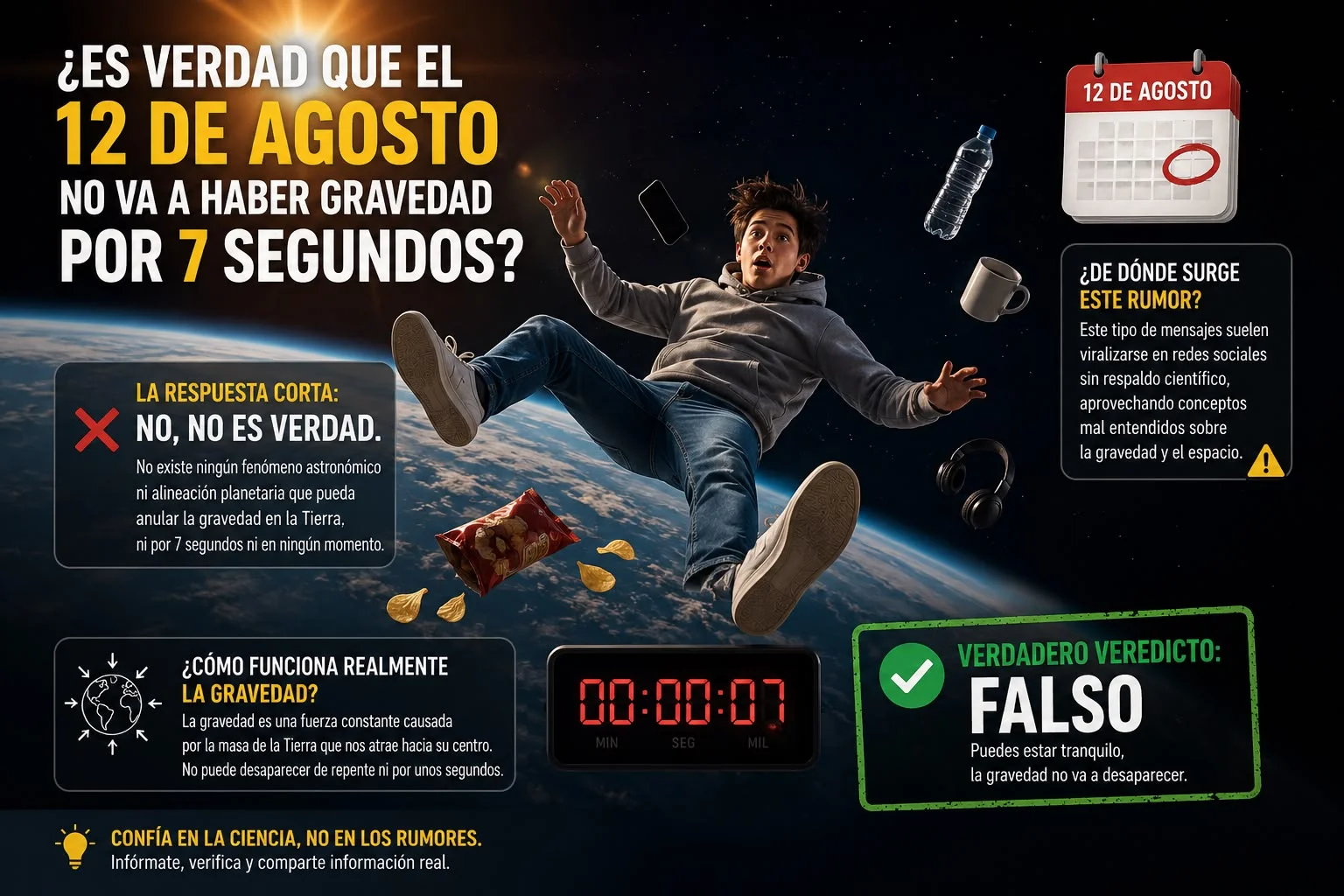 Foto que explica la razón por la que la Tierra no tendrá 7 segundos sin gravedad