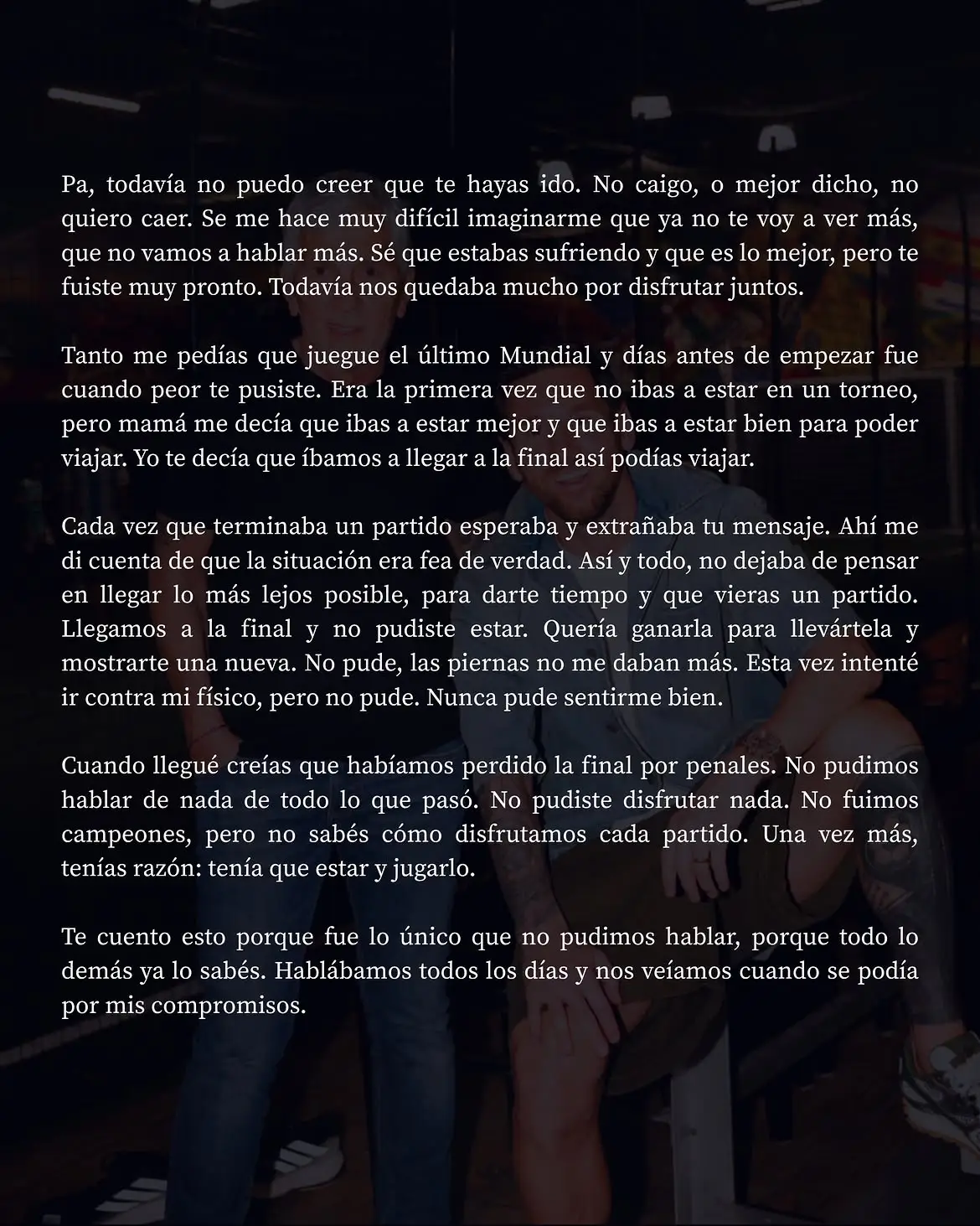 Carta de Lionel Messi a su padre, Jorge Messi