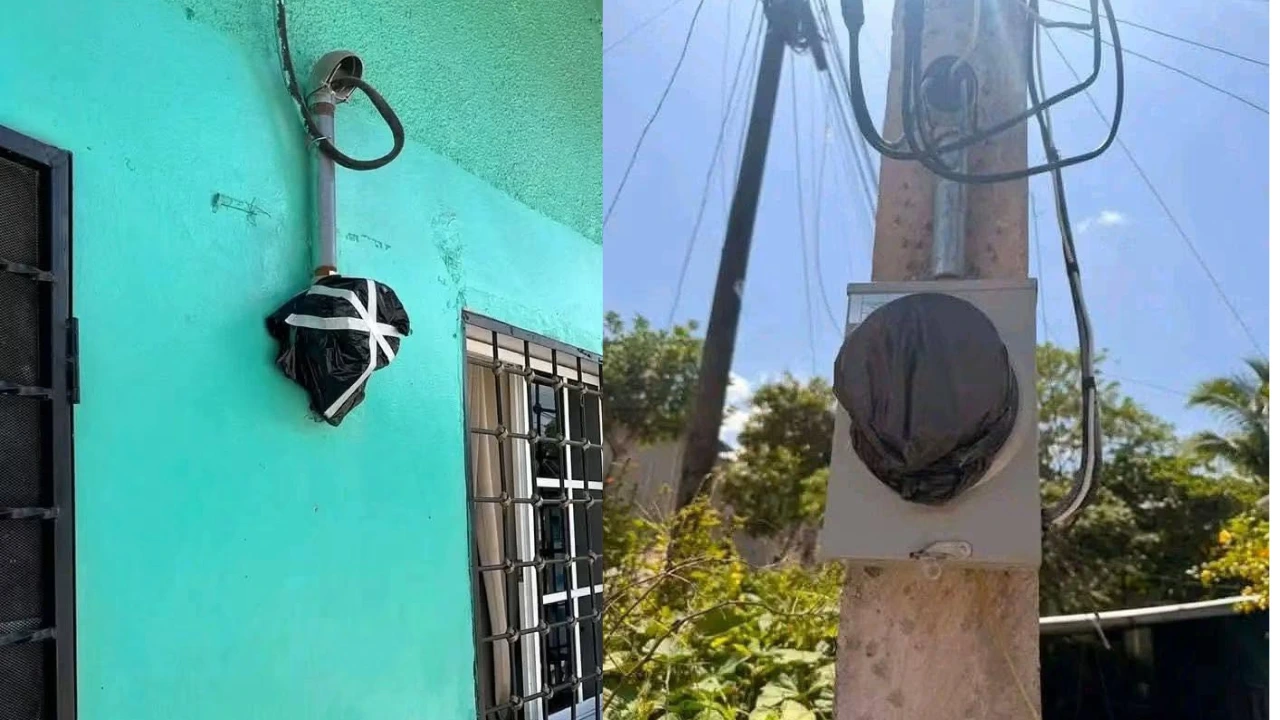 Contadores de energía tapados por pobladores.