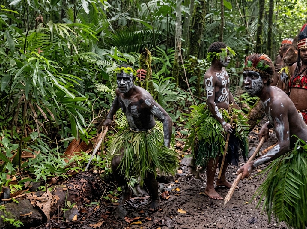 personas tribu africa vestidos verdes