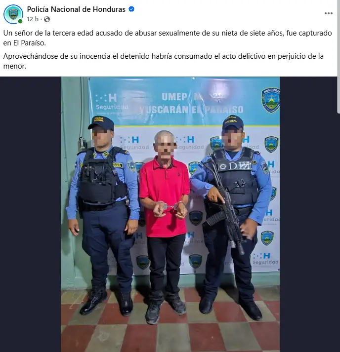 Foto del tío por el cual niña habría sido abusada en El Paraíso