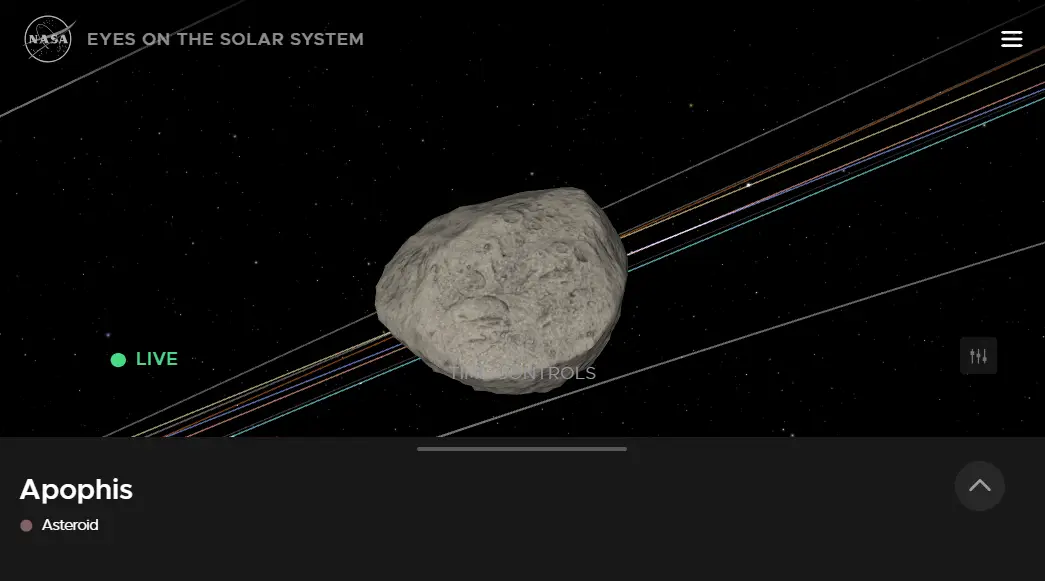 NASA mantiene en monitoreo el trayecto del asteroide Apophis.