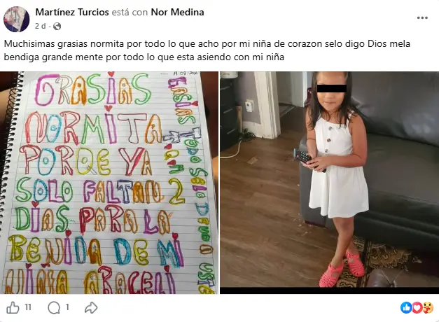 Fotos de la niña a la que ayudaron a regresar a Honduras tras deportación de sus padres