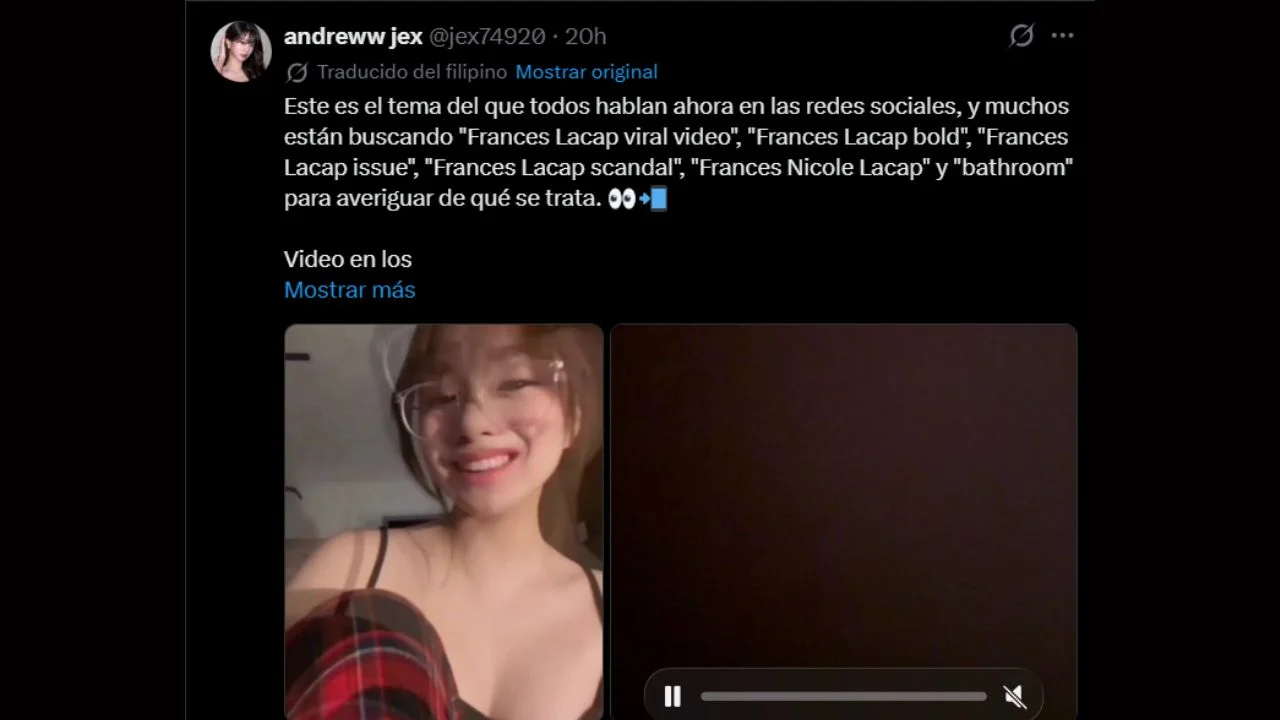 Publicación en X sobre el video filtrado de Frances Nicole Lacap.