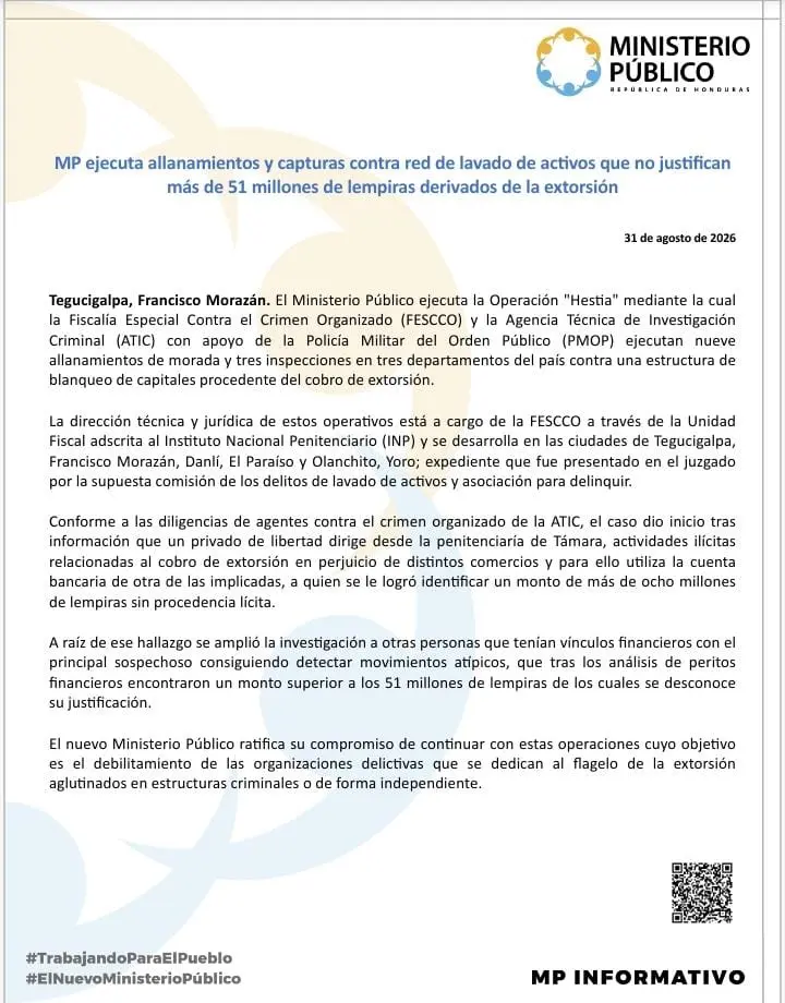 Comunicado del MP